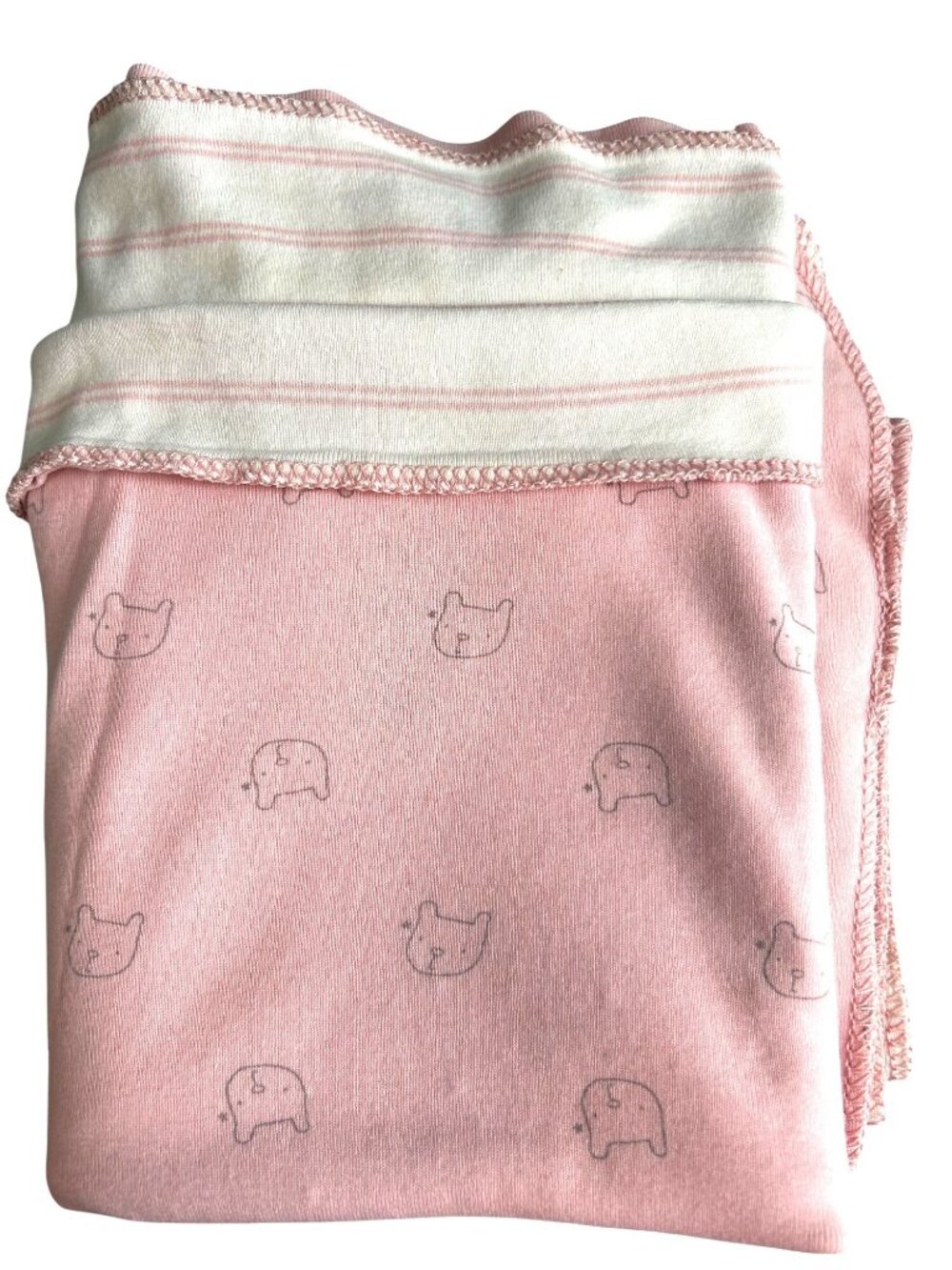 Vintage Baby Gap Pink Reversible Blanket - Puppy Dog & Stripes